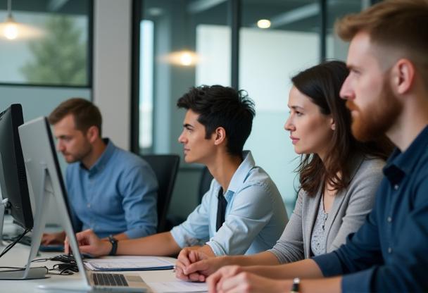 Photo of the Science Focus News team collaborating in their office